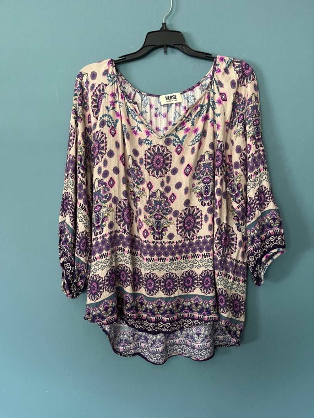 Verse Purple Floral Boho Tunic Top